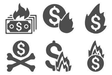 Yangın felaketi düz vektör simgeler