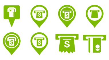 Banka Atm işaretçiler düz vektör simgeler