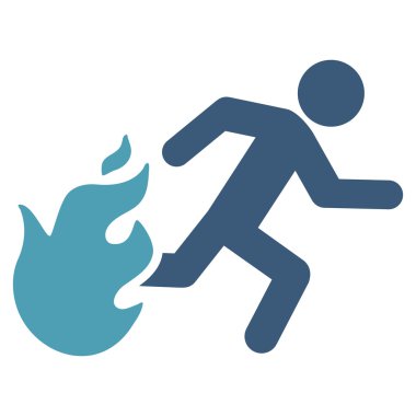 Adam düz vektör simgesi çalışan ateş