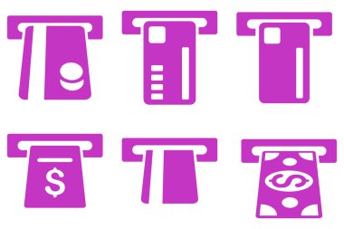 Bilet Terminal düz vektör simgeler