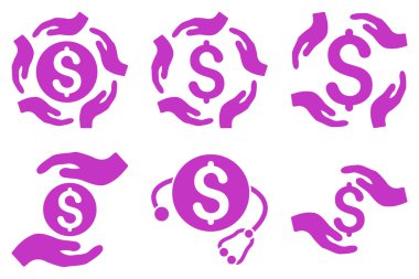 Doları bakım el düz vektör simgeler