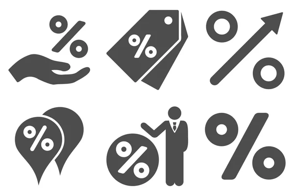 Korting percentage platte Vector Icons — Stockvector