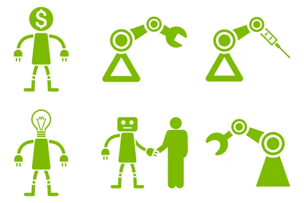 Ρομπότ επίπεδη ανυσματικά εικονίδια — Διανυσματικό Αρχείο