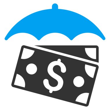 Banknot şemsiye düz glif simgesi