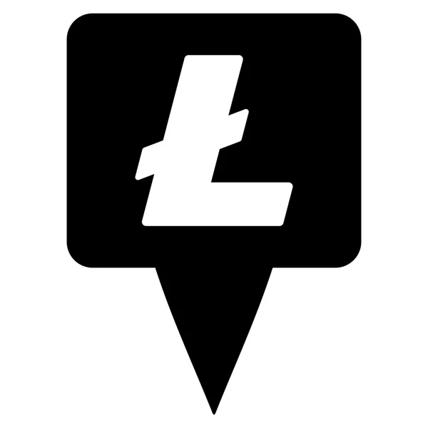 Litecoin harita işaretçi düz glif simgesi — Stok fotoğraf