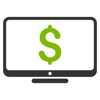 Doları monitör düz vektör simgesi