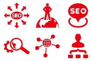 SEO Pazarlama düz vektör simgeler