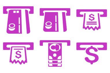 ATM yuvası düz vektör simgeler