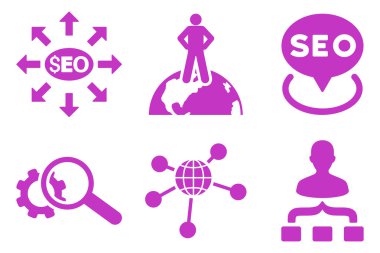 SEO Pazarlama düz vektör simgeler