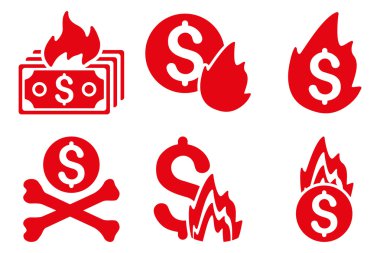 Yangın felaketi düz vektör simgeler