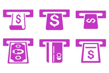 ATM Para Çekme düz vektör simgeler