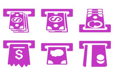 ATM makinesi düz vektör simgeler