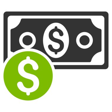 Doları nakit düz vektör simgesi