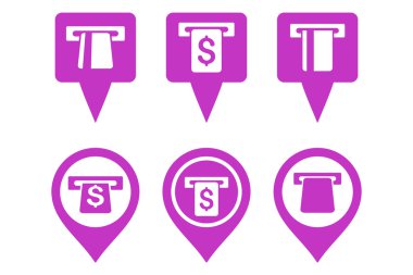 ATM harita işaretleyici düz vektör simgeler