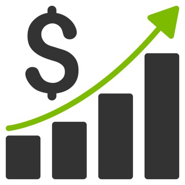 Satış büyüme grafik düz vektör simgesi
