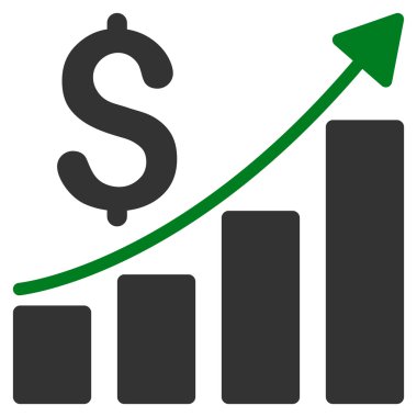 Satış büyüme grafik düz vektör simgesi
