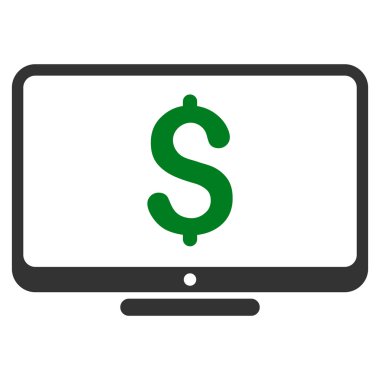 Doları monitör düz vektör simgesi