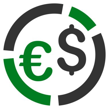 Para birimi diyagramı düz vektör simgesi