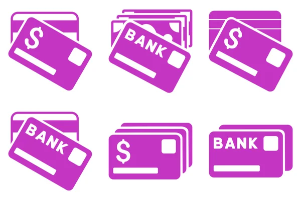 Tarjetas bancarias iconos de vectores planos — Vector de stock