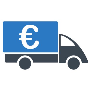 Euro toplayıcı araba düz glif simgesi