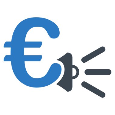 Euro reklamlar megafon düz glif simgesi