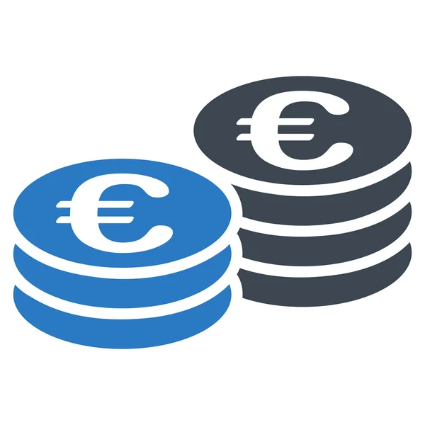 Euro Coin Stacks Flat Glyph Icon — Stock Photo, Image