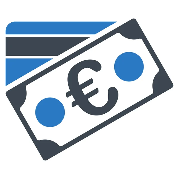 Euro banknot ve kredi kartı düz glif simgesi — Stok fotoğraf