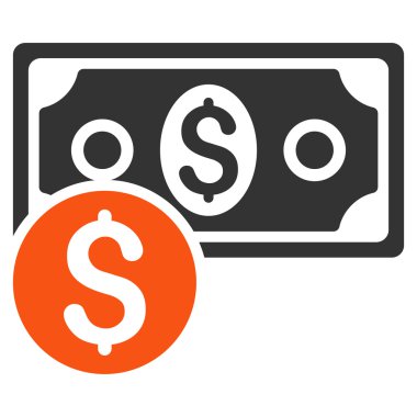 Doları nakit düz vektör simgesi