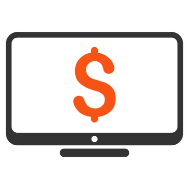 Doları monitör düz vektör simgesi