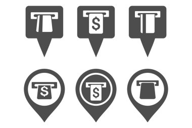 ATM harita işaretleyici düz vektör simgeler