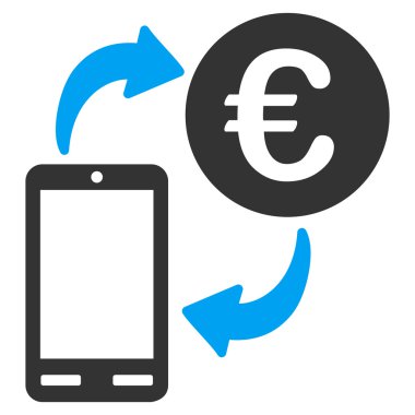 Euro mobil Exchange düz vektör simgesi