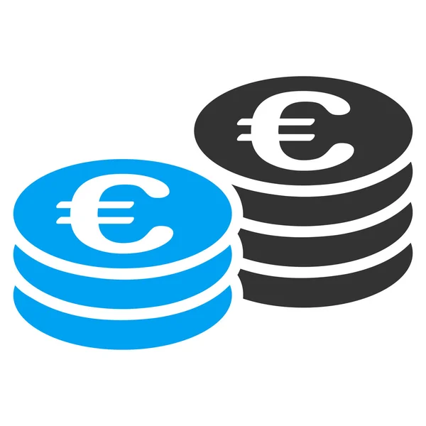 Euro Coin Stacks Flat Vector Icon — Stock Vector