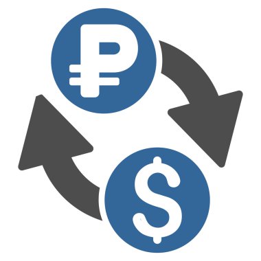 Doları Rublesi Döviz düz vektör simgesi