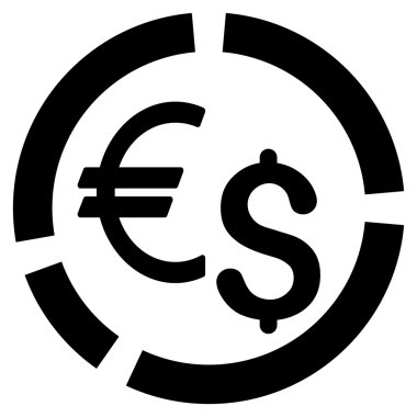 Para birimi diyagramı düz vektör simgesi