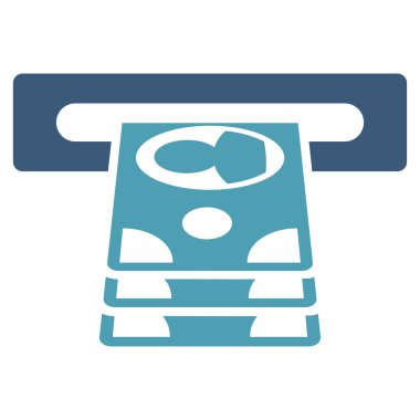 Bankamatiğe düz glif simgesi