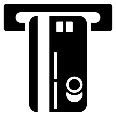 ATM makinesi düz glif simgesi