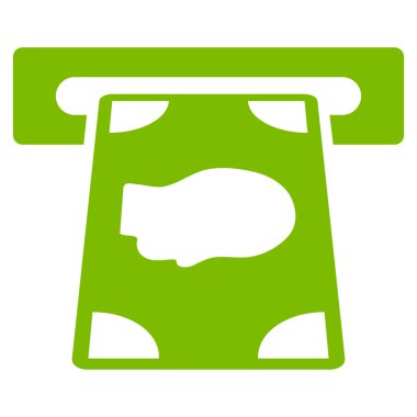 Bankamatiğe düz glif simgesi