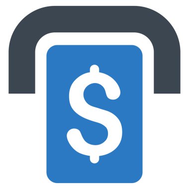 Bankamatiğe düz glif simgesi