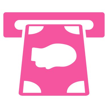 Bankamatiğe düz glif simgesi