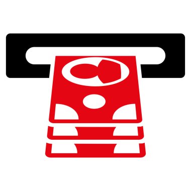 Bankamatiğe düz glif simgesi