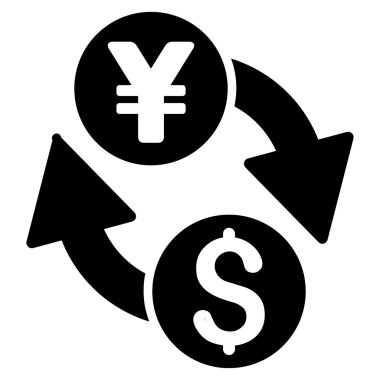 Dolar Yen Exchange düz vektör simgesi