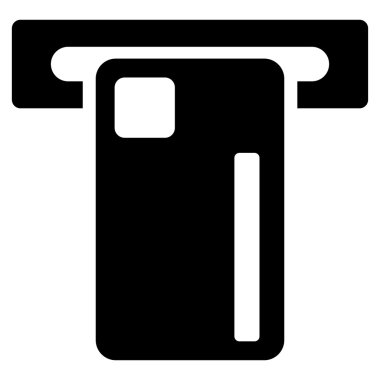 ATM makinesi düz glif simgesi