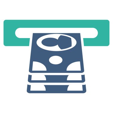 Bankamatiğe düz glif simgesi