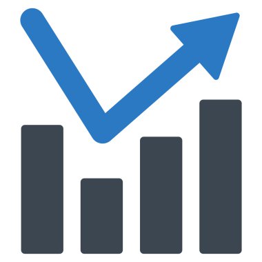 Çubuk grafik eğilim düz vektör simgesi