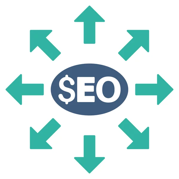 Icona vettoriale piatta distribuzione Seo — Vettoriale Stock