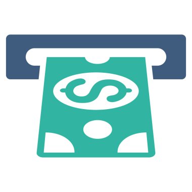 ATM Fişleri Paraya Çevirme düz glif simgesi