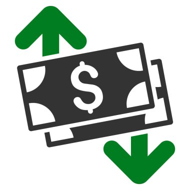 Banknot harcama düz vektör simgesi