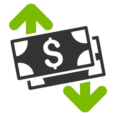 Banknot harcama düz vektör simgesi