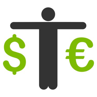 Para birimi tüccar düz vektör simgesi