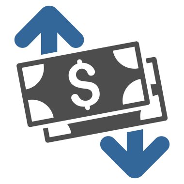 Banknot harcama düz vektör simgesi